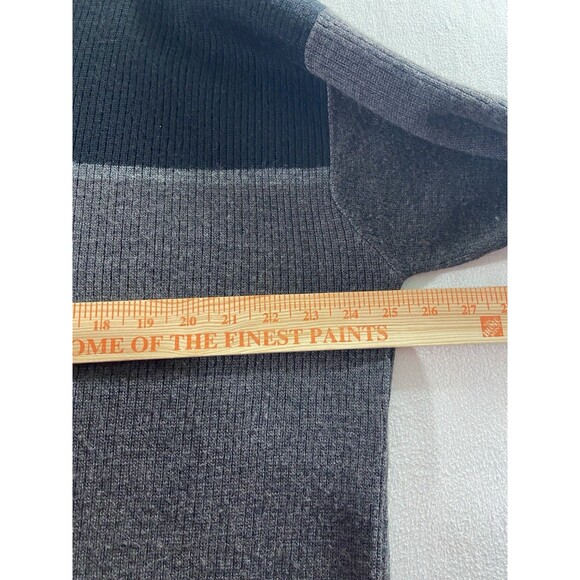 Linea Sweater Mens Large Black Grey V Neck Color block Pullover Wool Blend - Picture 5 of 7